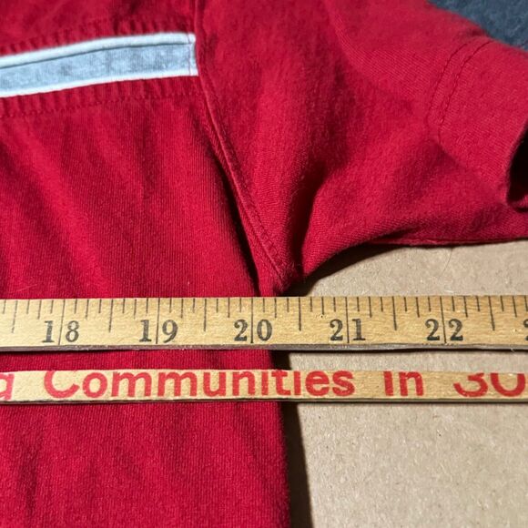 Vtg Y2K Point Zero T Shirt Mens Medium Red Short Sleeve Stripe Cotton - Picture 6 of 6